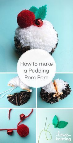 Pompom Tutorial, Christmas Pom Pom Crafts, Christmas Pom Pom, Pom Pom Crafts, Christmas Pudding, Christmas Makes, Christmas Sewing, Christmas Crafts For Kids, Christmas Knitting