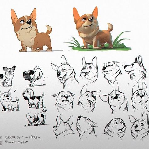 Dog Character Sheet, Corgi Character, Tumblr Animals, Story Animation, Dog Character, Dog Expressions, Otto Schmidt, Character Design Cartoon, Pig Character