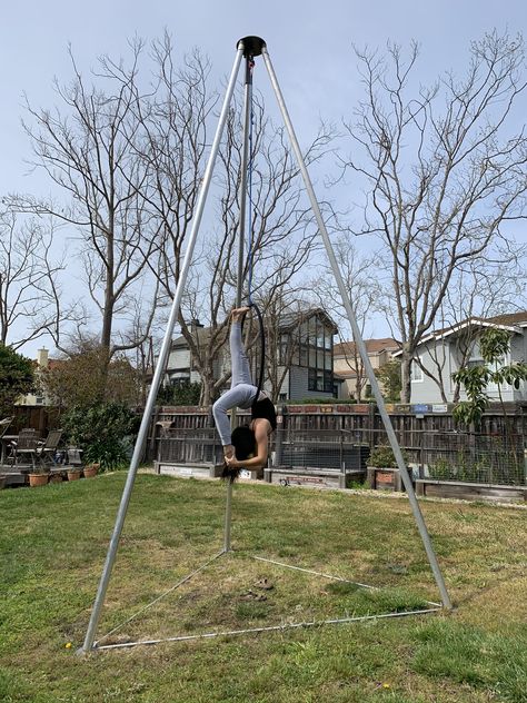 Backyard Aerial Rig — The One-Off Shop Aerial Rigging At Home, Diy Aerial Rig, Aerial Silks At Home, Old Trampoline, Off To College, Outdoor Park, Aerial Arts, Aerial Hoop, Aerial Silks