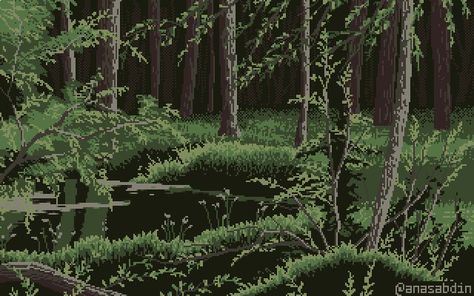 Comfy Art, Pixel Kawaii, Forest Pond, Beau Gif, Pixel Art Landscape, Voxel Art, Aesthetic Dump, Epic Pictures, Piskel Art