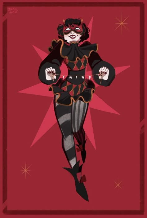 Goth Jester Outfit, Dnd Acrobat Character, Ring Leader Outfit Drawing, Circus Acrobat Character Design, Medieval Jester Art, Roblox Jester Outfit, Clowncore Outfit Drawing, Clown Dnd Character, Medieval Jester Character Design