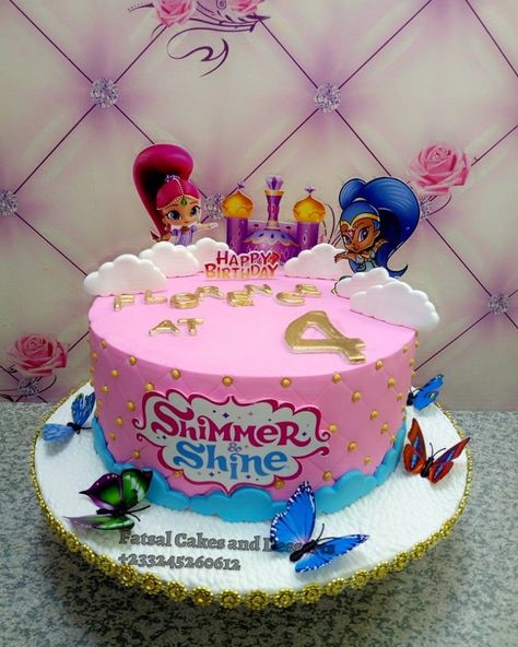 Shimmer and shine themed cake for Florence. 💃💃. You can also have one for your kids by booking an order with us on +233245260612 😀… Character Cakes For Girls Birthday, Lego Elves Sets, Shimmer And Shine Cake, Shimmer Y Shine, Castle Birthday Cakes, 5th Birthday Cake, Shimmer Shine, Character Cakes, Shimmer And Shine