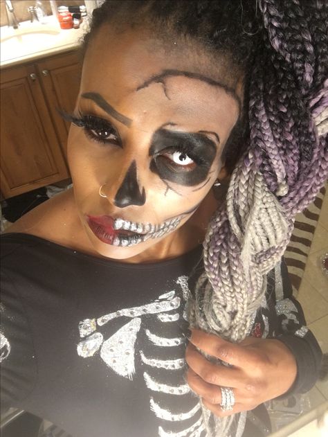 Half Skull Half Skeleton Makeup, Half Skeleton, Half Skull, Skeleton Makeup, Wedding Makeup, Halloween Face, Skeleton, Face Makeup, Halloween Face Makeup