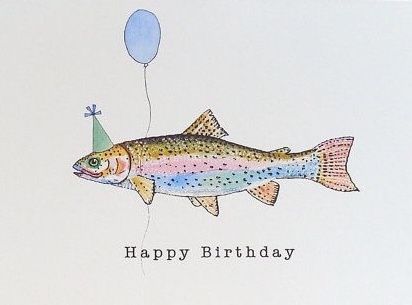 JH19 Watercolor Fish Birthday Card, Funny Birthday Drawings, Fish Birthday Cards, Happy Birthday Fish, Fishing Birthday Card, Fishing Birthday Cards, Happy Birthday Fishing, Happy Birthday Doodles, Grandma Birthday Card