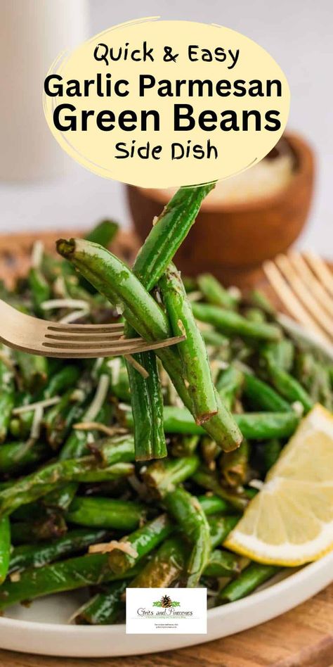 Skillet Green Beans Easy, Cooking Green Beans On Stove, Stove Top Green Beans, Green Bean Recipes Skillet, Garlic Parmesan Green Beans, Beans Side Dish, Parmesan Green Bean Recipes, Fresh Green Bean Recipes, June Celebrations