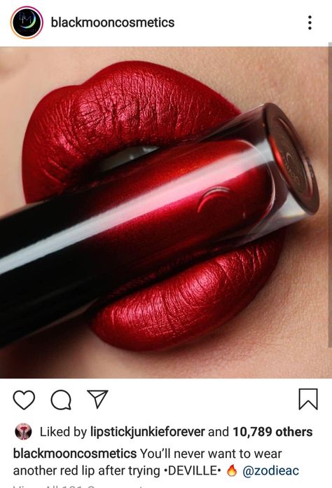 Metallic Red Lipstick, Moon Cosmetics, Black Moon Cosmetics, Metallic Lipstick, Lighter Skin, Lip Swatches, Black Moon, Kesha, Body Makeup