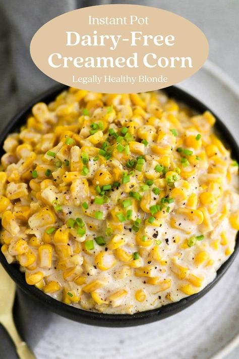 Corn Cassarole, Cream Corn Crockpot, Vegan Creamed Corn, Crockpot Dairy Free, Instant Pot Veggies, Ip Recipes, Creamed Corn Recipes, Veggie Recipe, Cream Corn