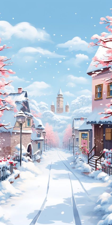 Planner Pictures, Winter Widgets, Wallpapers Winter, Procreate Inspiration, Cell Wallpaper, Winter Wonderland Wallpaper, Winter Kawaii, Wallpaper Procreate, Magic Painting