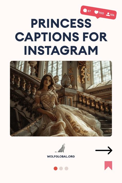 An advertisement for "Princess Captions for Instagram" with a woman wearing a lavish gown.
List of whimsical statements related to fairy tales and princess themes with checkboxes, suggesting empowering ideas.
Woman with laptop, social media symbols, and an invite to an Instagram engagement pod. Drama Queen Captions, Royal Captions For Instagram, Princess Captions For Instagram, Princess Captions, Queen Captions, Black Princess Dress, Royal Vibes, Funny Princess, Enchanted Princess