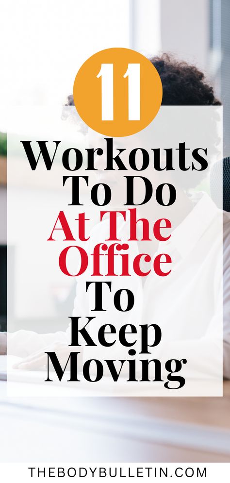 Person sitting at desk in the office. This visual guides you through quick, efficient ways to stay active with a workout at work and take beneficial exercise breaks at work. Office Job Workout, Workplace Fitness Challenge Ideas, Desk Arm Workout, Office Exercise Ideas, Workouts At Work, Desk Workouts For Women, Desk Exercises At Work, Exercises At Work, Standing Desk Exercises