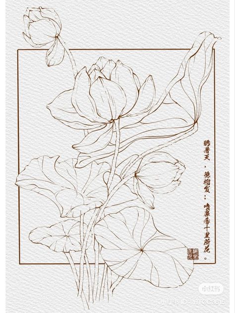 Chinese Flowers Drawing, Lotus Drawing Art, Lotus Flower Sketch, Lotus Sketch, Lotus Flower Drawing, Lotus Drawing, Illustration Outline, Abstract Tattoo Ideas, Abstract Tattoos