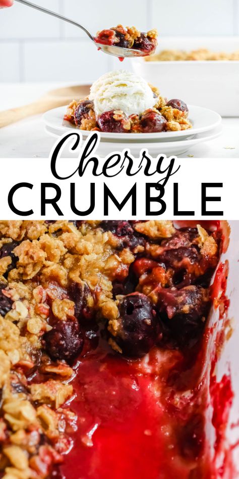 Apple Cherry Crisp, Fresh Cherry Crisp, Homemade Crisps, Cherry Crisp Recipe, Cherry Cobbler Recipe, Cherry Crisp, Cherry Crumble, Cherry Apple, Fruit Cobbler