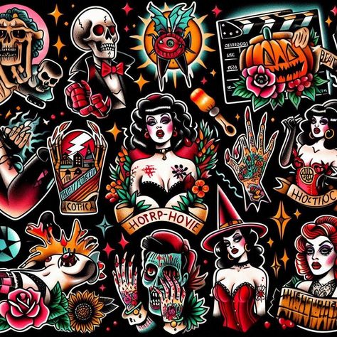 Horror Flash, Horror Movie Tattoos, Movie Tattoo, Flash Sheet, Tattoo Flash, Classic Horror, Horror Movie, Flash Tattoo, Horror Movies