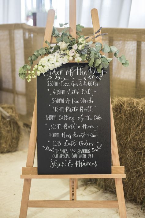 Hog Roast Wedding, Order Of The Day Sign, Hog Roast, Order Of The Day Wedding, Wedding Boards, Wedding Welcome Board, Wooden Wedding Signs, Petal Confetti, Scotland Wedding