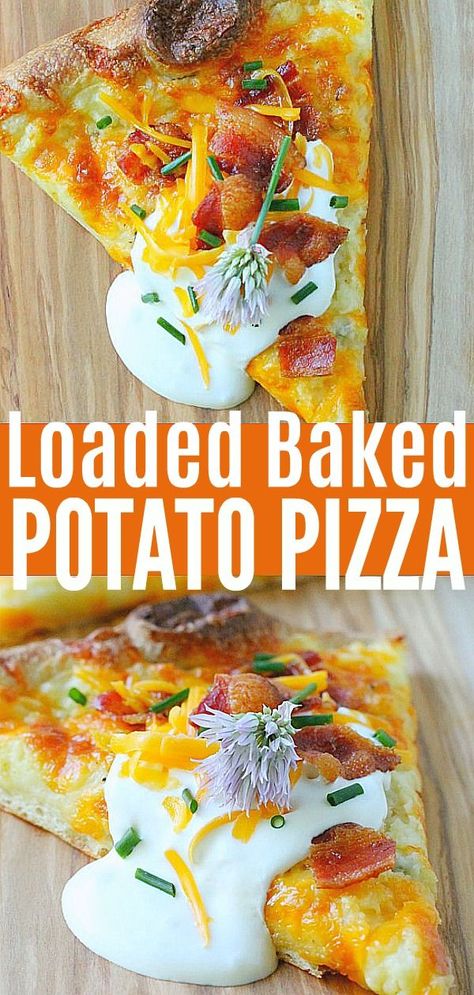 Supreme Mashed Potato Pizza | Foodtastic Mom #pizza #pizzarecipes Potatoe Pizza, Baked Potato Pizza, Mashed Potato Pizza, Potato Pizza Recipe, Pizza Marinara, Potato Pizza, Pizza Roll, Loaded Baked Potato, With Mashed Potatoes