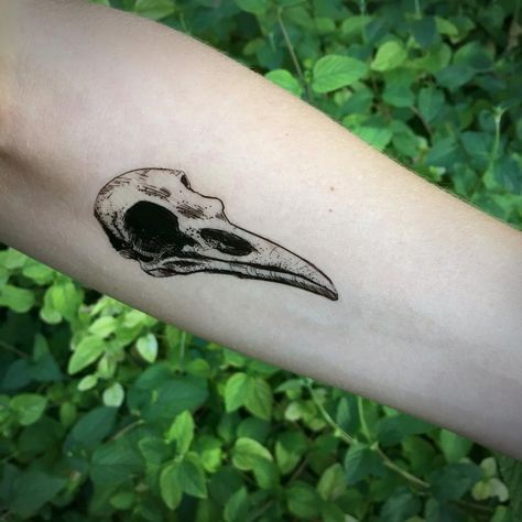 Crow Skull Temporary Tattoo Animal Bones Tattoo Bird Skull | Etsy Wolf Sketch Tattoo, Bird Skull Tattoo, Bones Tattoo, Lion Hand Tattoo, Gotik Tattoo, Tattoo Son, Tatuagem Masculina Pequena, Skull Hand Tattoo, Tattoo Bird