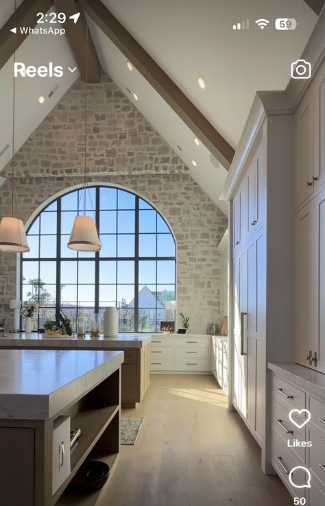 Kitchen With Transom Windows, Arched Windows Kitchen, Arched Window Kitchen, Arch Window Kitchen, Arched Kitchen Window, Cathedral Kitchen, Dream Ranch, Arch Window, Transom Windows