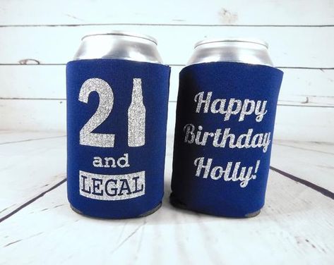 21st Birthday Tumbler Ideas, 21st Birthday Koozies, 21 Birthday Party Decorations, Birthday Koozies, Birthday Drinks, Beer Custom, Birthday Party 21, 21st Birthday Gifts, Perfect Party