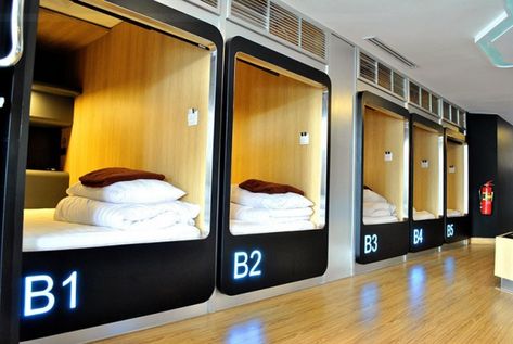 Sleep Box, Pod Hotels, Boutique Hostels, Hostels Design, Sleeping Pods, Hostel Room, Capsule Hotel, Indoor Slides, Hotel Room Design