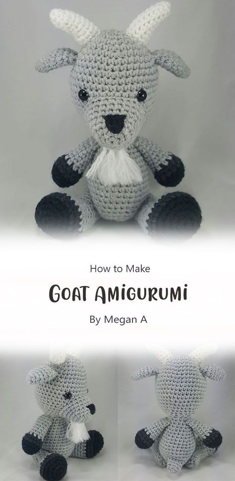 Crochet Mountain Goat Pattern, Goat Lovey Crochet, Free Crochet Goat Amigurumi, Crochet Bison Pattern Free, Goat Amigurumi Free Pattern, Crochet Goats Free Pattern, Goat Crochet Pattern Free, Crocheted Goat, Goat Crochet Pattern