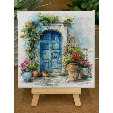 Small Canvas Art Abstract, Acrylic Painting On Small Canvas, Small Scenery Painting, Mini Canvas Paintings, Small Canvas Painting, Landscape Painting Watercolor, Art Scenery, Watercolor Scenery, Small Canvas Paintings