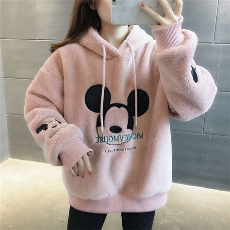 Disney Cute Mickey Minnie Mouse Hoodies Women Autumn Winter Pullover Tops Cartoons Femme Plus Velvet Clothes Mickey Mouse Hoodie, Minnie Mouse Hoodie, Disney Cute, Mickey Y Minnie, Velvet Clothes, Winter Pullover, Mickey Minnie Mouse, Mickey Minnie, Relaxed Style