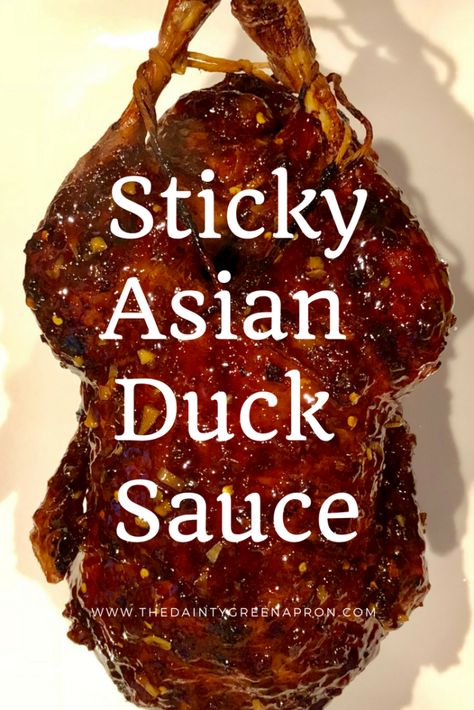 Duck Marinade Recipes, Chinese Duck Recipe, Duck Marinade, Crispy Duck Recipes, Asian Sauce Recipes, Roasted Duck Recipes, Goose Recipes, Roasted Duck, Green Apron