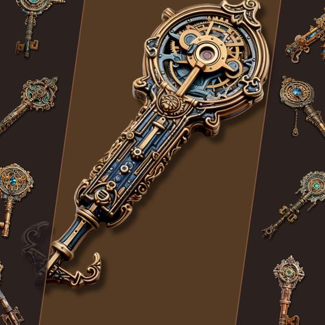 Unlock a world of creativity with our Steampunk Key Clipart Bundle. This collection showcases a captivating array of intricately designed mechanical keys, perfectly blending the charm of steampunk aesthetics with the allure of antique keys. Each clipart image is provided with a transparent background, allowing for seamless integration into your digital and print projects. Explore the enchanting fusion of Victorian elegance and mechanical ingenuity through these unique steampunk key designs. WHAT YOU GET: *A diverse selection of 25 high-quality steampunk key clipart images with transparent backgrounds. *High-resolution files at 400 DPI for exceptional detail and print quality. *Instant digital download after purchase. Please note that this is a digital product, and no physical items will be Key Clipart, Fantasy Key, Key Designs, Air Force One Shoes, Steampunk Key, Victorian Elegance, Environment Props, Magic Key, Website Graphics