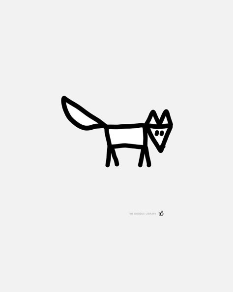 Simple Fox Art, Simple Animal Drawings, Fox Doodles, Fox Doodle, Minimal Tattoo Ideas, Tato Henna, Easy Animal Drawings, Drawing Tutorials For Beginners, Doodle Tattoo