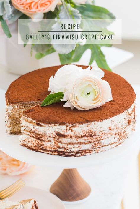 Tiramisu Crepe Cake Recipe, Cake Restaurant, Baileys Tiramisu, Healthier Dessert Options, Crepe Cake Recipe, Breakfast Sweets, Crepe Cake, Crepe Recipes, Traditional Cakes