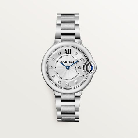 CRW4BB0020 - Ballon Bleu de Cartier watch - 33mm, quartz movement, steel, diamonds - Cartier Pasha De Cartier, Interchangeable Bracelet, Diamond Watches Women, Cartier Ballon Bleu, Stainless Steal, Cartier Watch, Forever Jewelry, Mechanical Movement, Diamond Watch