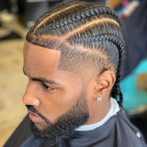 LA Barber Matt Johnston on Instagram: “Blessed the bro @d__rock 🔥💈@hairjordan_310 went crazy on the braids✊🏼 . Book me on my page LA! . . #Labarber #melrosebarber #fairfaxbarber…” Alt Braids, Braids With Fade, Braid Styles For Men, Boy Braids Hairstyles, Braids Men, Cornrow Hairstyles For Men, Braids For Boys, Black Men Haircuts, Braided Cornrow Hairstyles