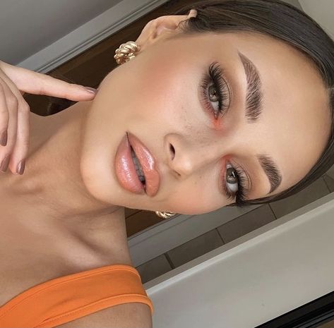 Makeup With Orange Dress, Wedding Guest Makeup, Brunette Makeup, Summer Makeup Looks, Orange Outfit, Glamorous Makeup, Top Makeup Products, Makeup Eye Looks, Makeup Makeover