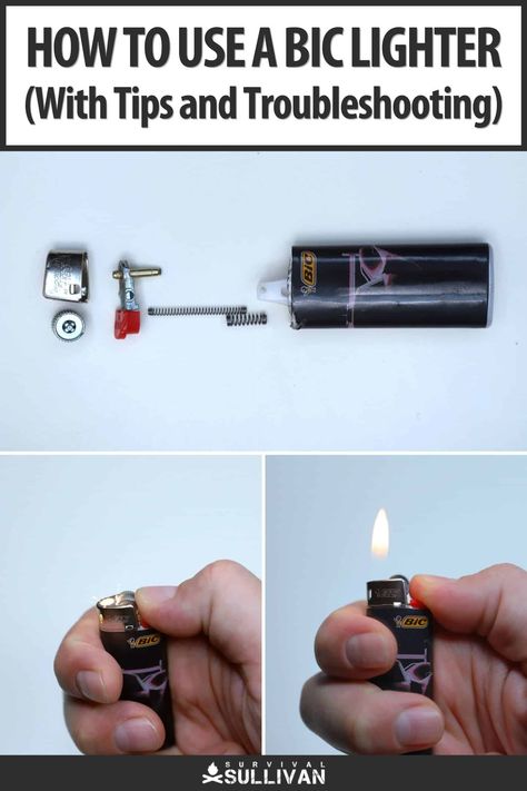 Bic lighters are the most ubiquitous ones on Earth. Learn how to use one, and how to keep it working, here. #SHTF #prepping #firestarting #bushcraft Cute Camping Outfits, Backpacking Outfits, Trench Lighter, Disposable Lighter, Shtf Prepping, Bushcraft Skills, Bic Lighter, All Jokes, Cool Tents