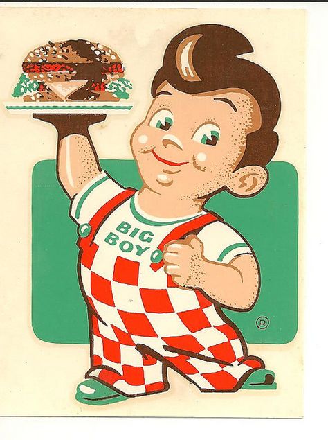 Big Boy Restaurant - I worked at one when I was 16 years old on the NJ Turnpike in Edison, NJ.....met a lot of NFL teams and Joan Jett (where she hit on me).....I had a lot of fun here :^) Shoneys Big Boy, Bobs Big Boy, Big Boy Restaurants, Burger Logo, Vintage Cartoons, Cartoon Photo, Vintage Memory, Old Ads, Sweet Memories