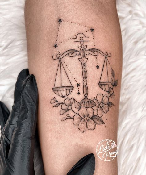 Libra Zodiac Tattoos, Tatuaje Cover Up, Astrology Tattoo, Horoscope Tattoos, Libra Tattoo, Scale Tattoo, Cool Wrist Tattoos, Silhouette Tattoos, Zodiac Tattoos