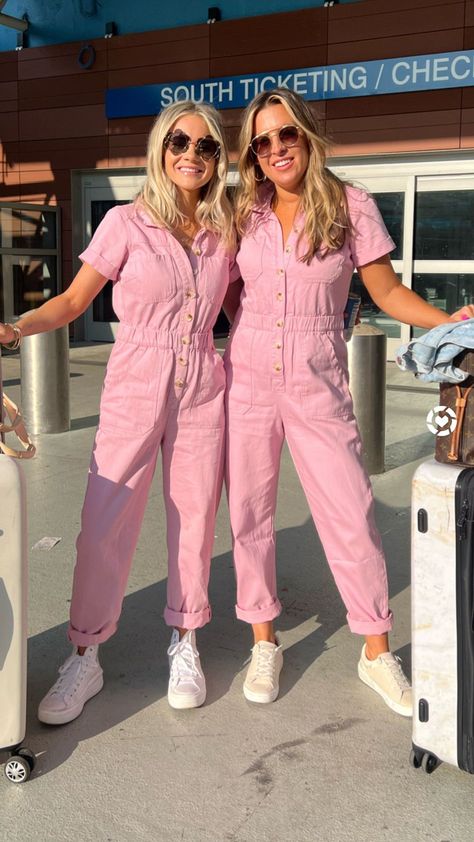 Styling Pink Denim Cannon Jumpsuit and Chuck Taylor All Star Move Platform. Matching Set. Nashville Looks. Pink Jumpsuit | Nashville Style | Fashion Outfit Inspiration | Hunter Premo Painter Jumpsuit Outfit, Pink Coveralls Women, Pink Boilersuit Outfit, Pink Denim Jumpsuit Outfit, Pink Jumpsuit Outfit Casual, Cute Work Uniform, Coveralls Outfit Women, Western Jumpsuit Outfit, Pink Overalls Outfits