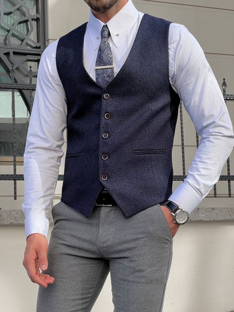 Bojoni Astoria Slim Fit Navy Blue Woolen Vest | BOJONI Men Vest Wedding Outfit, Mens Waistcoat Outfits, Navy Blue Waistcoat Men, Men’s Waistcoat, Blue Waistcoat Men Outfit, Mens Waistcoat Fashion, Vest For Men Wedding, Men Vest Outfits, Vest Outfits Men