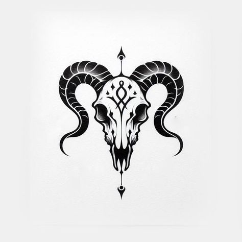 Tattoo ideas - Capricorn skull ideas Dark Capricorn Tattoo, Capricorn Skull Tattoo, Capricorn Horns, Cute Goat Tattoo, Capricorn Tattoo For Men, Tattoos Capricorn, Satanic Tattoo Design, Baphomet Tattoo, Tattoo Artist Tips