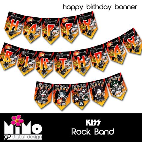 Kiss Band Birthday Party, Kiss Band Party, Kiss Group, Kiss Merchandise, Thomas Party, Banda Kiss, 22nd Bday, Kiss Party, Band Art