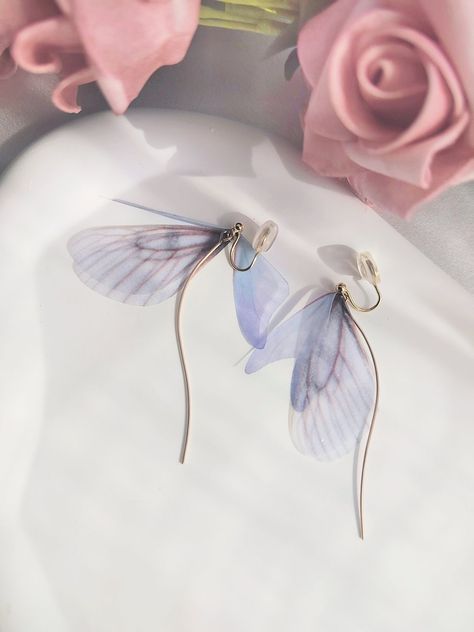 Purple Butterfly Wings, Coil Design, Ear Clips, Pad Design, Purple Butterfly, Pain Free, Lovely Jewellery, Butterfly Wings, Pierced Ears