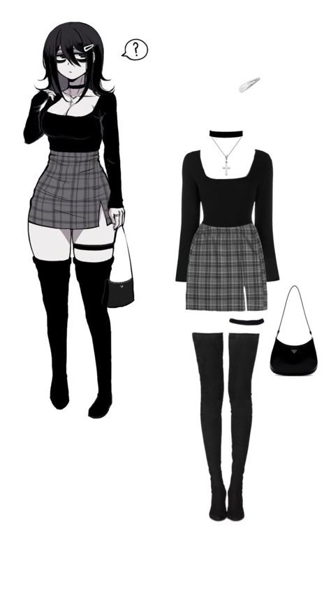 Anime Mom Outfits, Draw Ur Oc In This Outfit, Cute Anime Outfits, Mommy Outfits, Anime Inspired Outfits, Causual Outfits, Drawing Clothes, Goth Outfits