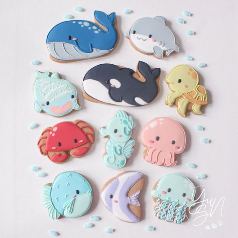 Under the Sea 🫧 sea animal collection 🩵 ✉️ DM / WA to order . . . #undertheseacookies #mermaidcookies #animalcookies #fishcookies #seaanimalcookies #sharkcookies #whalecookies #orcacookies #jellyfishcookies #instacookies #icingcookies #sugarcookies #decoratedsugarcookies #decoratedcookies #cookies #cookiedecorating #decoratedcookies #customcookies #sugarcookies #kukishias #kukis #buttercookies #sugarcookies #cookie Sea Animals Cookies, Ocean Theme Cookies, Under The Sea Cookies, Whale Cookies, Cookies Decoration, Kawaii Cookies, Ocean Baby Showers, Mermaid Cookies, Fish Cookies