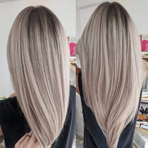 Blonde Balayage Pearl, Cool Pearl Blonde Hair, Pearl Blonde With Lowlights, Soft Cream Blonde Hair, Balayage Hair Blonde Grey, Dark Pearl Blonde Hair, Pearl Blonde Balayage Dark Roots, Soft Beige Blonde Hair, Pearl Blonde Hair Balayage