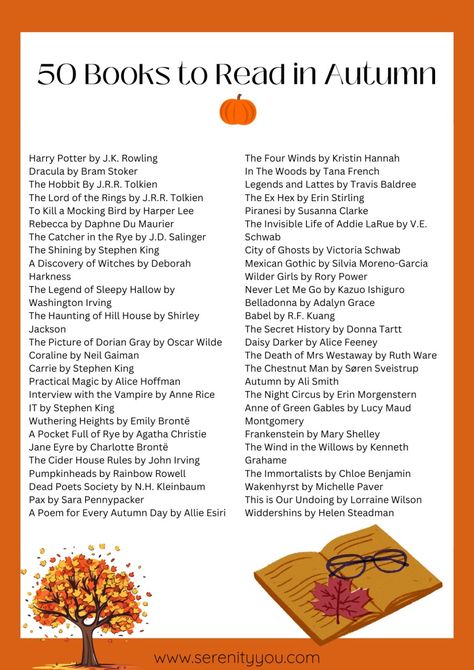 Fall Reads 2024, Books For October, Best Fall Books To Read, Books To Read During Fall, Books For Fall Reading, Books For Autumn, Autumn Reading List, Cozy Fall Books, Fall Reading Challenge