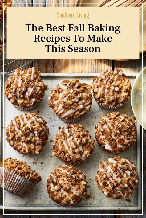 There are few things better on a crisp fall afternoon than filling your home with the scent of a freshly baked dessert. Fall favorite ingredients like pumpkins, apples, and pecans are best enjoyed in the form of a homemade treat—from cakes and cookies to pies and muffins. Consider this list of fall-ish recipes your official fall baking bucket list. With a new season upon us, it's time to stock your pantry, preheat the oven, and get to baking. You may even learn a few new skills along the way! #coffeecake #fallrecipes #falldessert #baking #fallbaking #applerecipes #pumpkinrecipes Baked Goods That Last Long, Fall Baking List, Fall Baking Recipes Banana, Fall Inspired Baked Goods, Savory Fall Baked Goods, Home Baked Goods, Autumnal Baking, Easiest Fall Dessert, Pumpkin Pecan Cheesecake