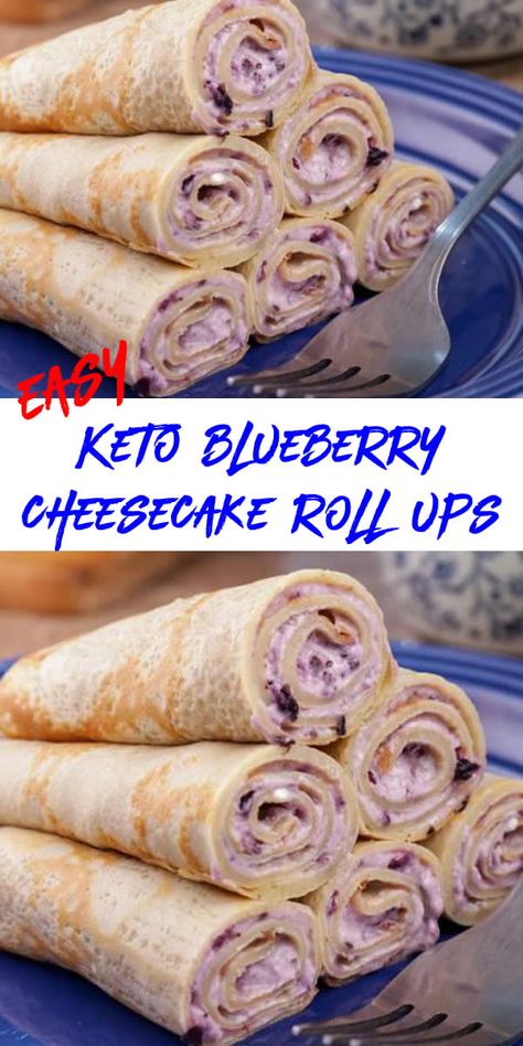 gluten free  blueberry cheesecake roll ups recipe for low carb ketogenic diet Low Carb Crescent Roll Recipes, Keto Crepes Filling, Keto Fruit Roll Ups, Low Carb Breakfast Ideas On The Go, Blueberry Keto Recipes, Low Carb Blueberry Recipes, Keto Wraps Low Carb, Low Carb Wraps Ideas, Crepe Wraps