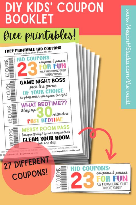 Free Printable Kid Coupons - MeganHStudio Kids Coupon Ideas, Ipad Inspiration, Coupons For Kids, Coupon Book Diy, Reward Tickets, Coupon Books, Reward System For Kids, Printable Coupon Book, Christmas Coupons