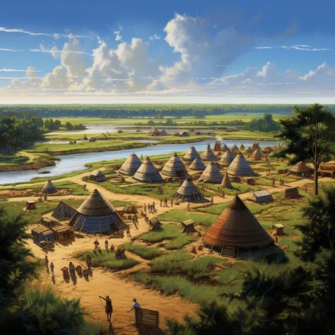 Ancient Village Concept Art, Tribe Village Concept Art, Fantasy Tribe Village, Historical Concepts, New York City Map, Ancient Village, Scenery Background, Fantasy City, Fantasy Places