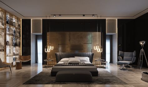 VIP Villa_Bedroom on Behance Small Bedroom Hacks, Apartment Dining Room, Apartment Balcony Decorating, Bedroom Refresh, Bedroom Themes, Apartment Interior, Apartment Design, Bed Room, Luxurious Bedrooms